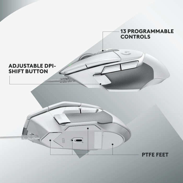 Logitech Gaming Mouse, G502 X, Optical, Wired, USB, White