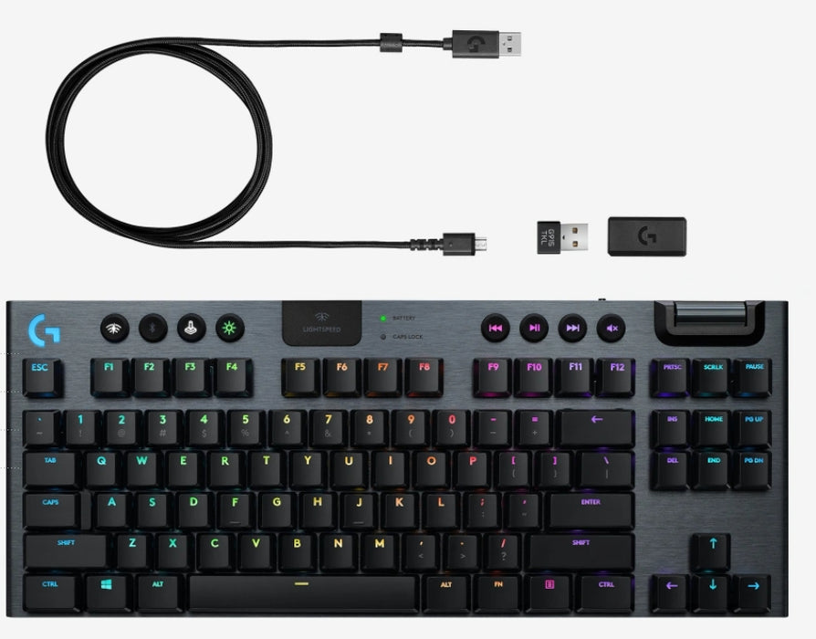 Механична клавиатура Logitech - G915 TKL, Тactile, RGB, черна