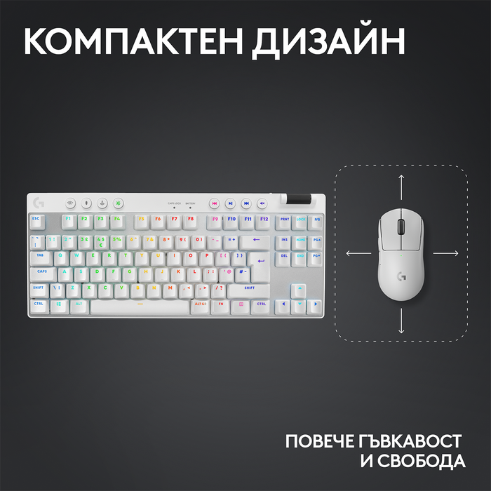 Logitech G Pro X TKL White - Tactile Mechanical Gaming Keyboard