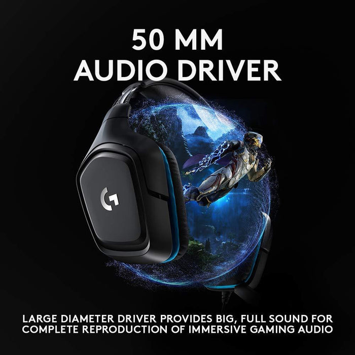 Logitech G432 Gaming Headset, Microphone, Black
