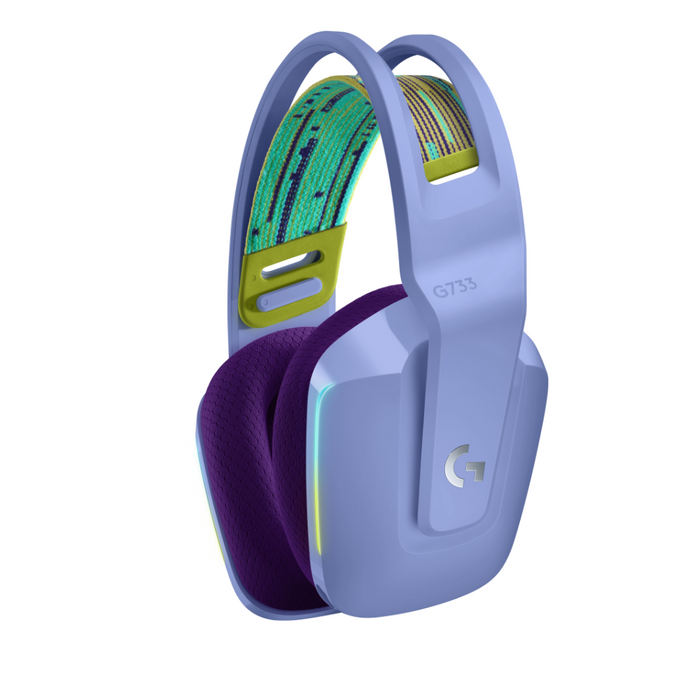 Logitech G733 Lilac Lightspeed Wireless RGB Gaming Headset, Microphone, Purple