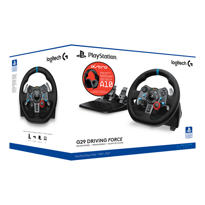 Logitech Driving Force G29 PS3/PS4/PS5/PC Steering Wheel with Astro A10 Gaming Headset