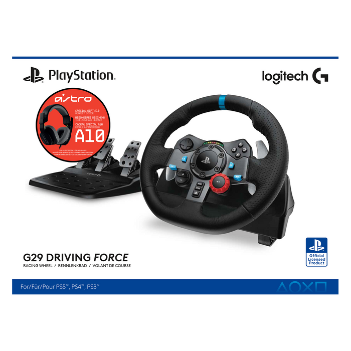 Logitech Driving Force G29 PS3/PS4/PS5/PC Steering Wheel with Astro A10 Gaming Headset