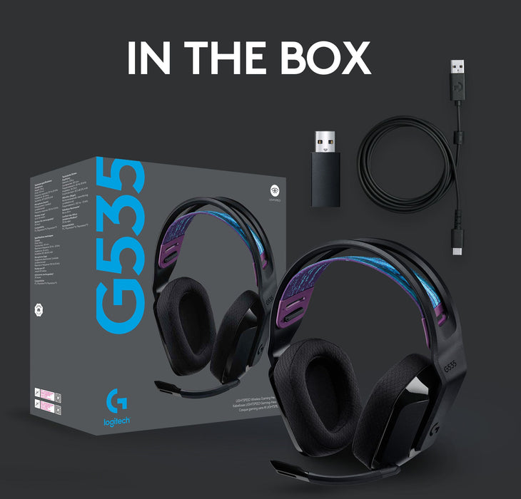 Logitech G535 Lightspeed Wireless Gaming Headset, Microphone, Black