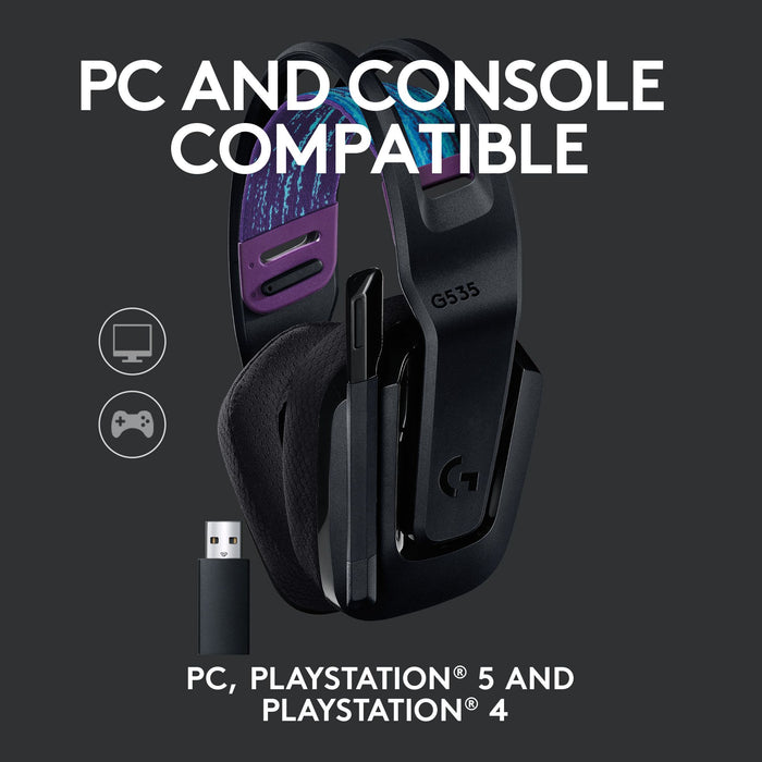 Logitech G535 Lightspeed Wireless Gaming Headset, Microphone, Black