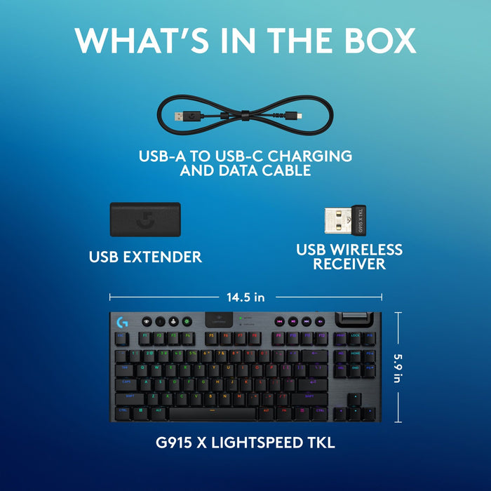Logitech G915 X LIGHTSPEED TKL Low-Profile Wireless Gaming Keyboard - BLACK - US INT`L - EMEA28i-935
