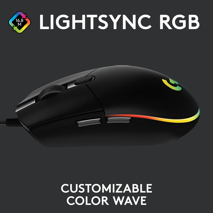 Logitech G102 LightSync Gaming Mouse, RGB, Optical, Wired, USB