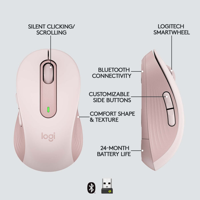 Logitech Signature M650 Wireless Mouse - ROSE - EMEA