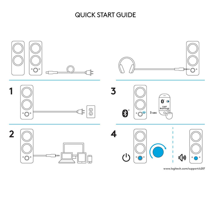 Logitech Z207 Bluetooth Computer Speakers - White