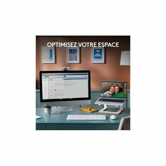 Keyboard and Mouse Logitech White French Azerty French