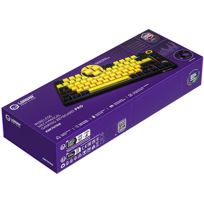 Wireless Keyboard LORGAR KBP7075W BLACK YELLOW LRG-KBP7075W-YL-US
