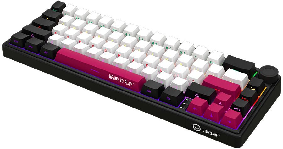 Wireless Keyboard LORGAR KBP70MW BLACK WHITE PINK LRG-KBP70MW-BK-US