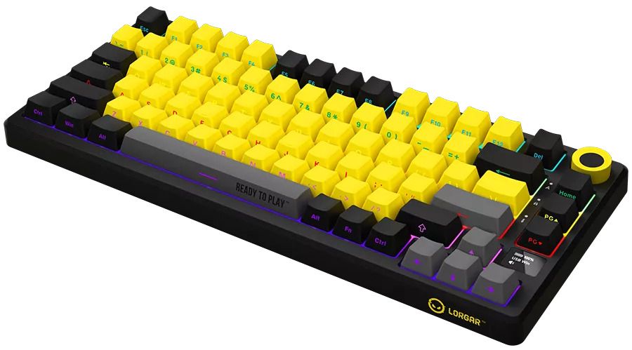 Wireless Keyboard LORGAR KBP7075W BLACK YELLOW LRG-KBP7075W-YL-US