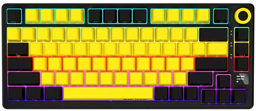 Wireless Keyboard LORGAR KBP7075W BLACK YELLOW LRG-KBP7075W-YL-US