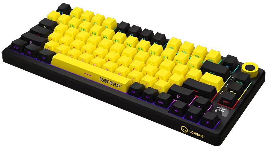 Wireless Keyboard LORGAR KBP7075W BLACK YELLOW LRG-KBP7075W-YL-US