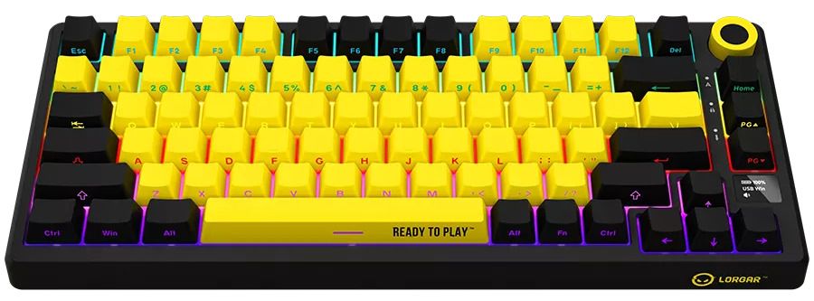 Wireless Keyboard LORGAR KBP7075W BLACK YELLOW LRG-KBP7075W-YL-US