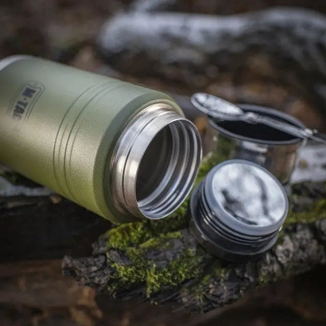 M-Tac UN-R02-750A Food thermos with foldable stainless steel spoon 750 ml olive green - Flasks & thermal