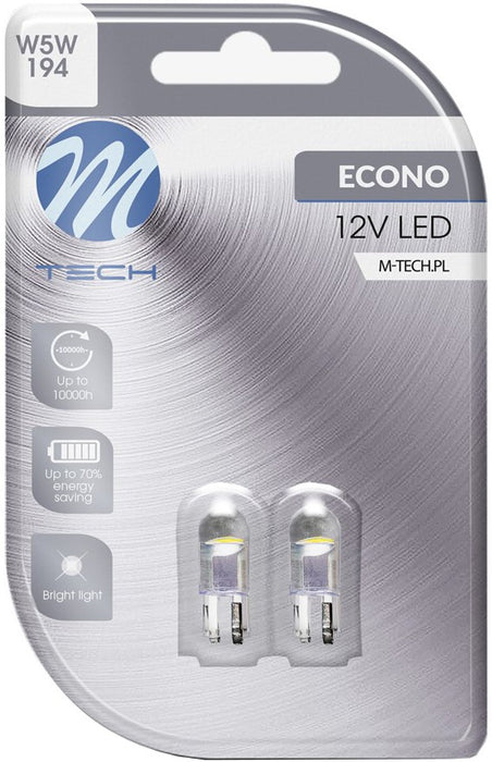 M-TECH ECONO LED W5W 6500K 0.24W 12V BLISTER X2 PCS