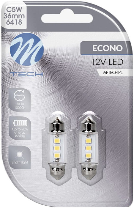 M-TECH ECONO LED C5W (36mm) 6000K 0.42W 12V BLISTER X2 PCS