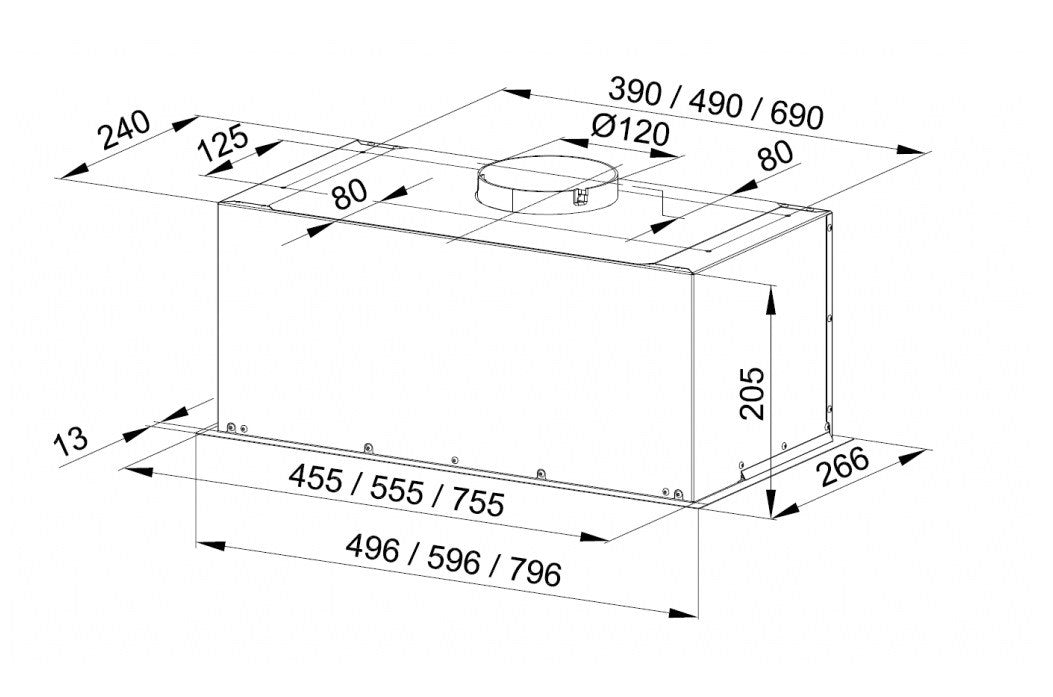 Built-in under-cupboard kitchen hood MAAN Fiugi 2 50 310 m3/h, Satin