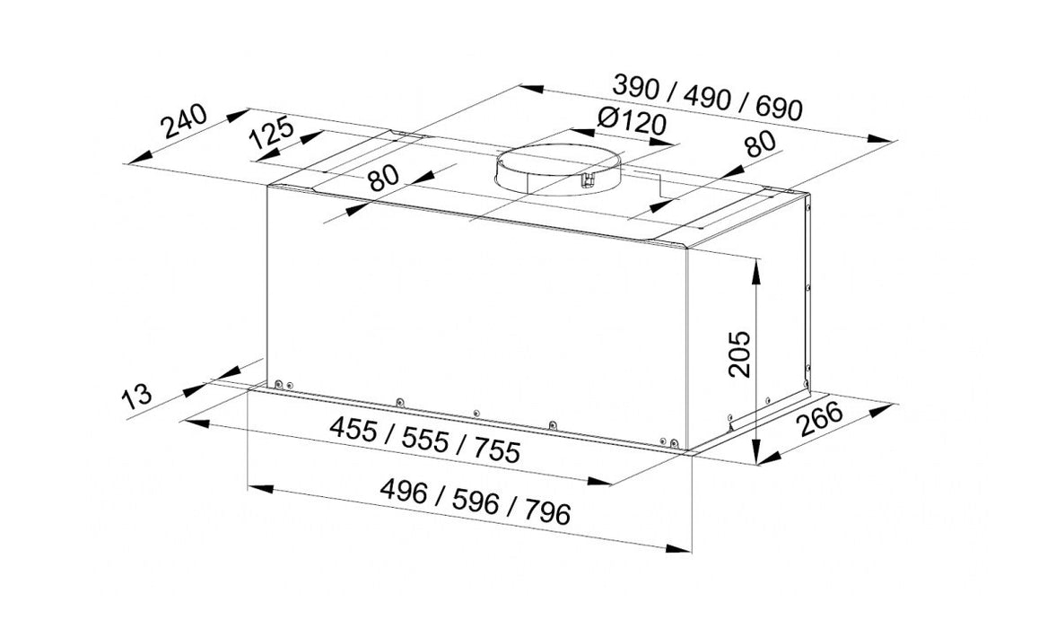 Under-cupboard kitchen hood MAAN Fiugi 2 60 310 m3 / h, Black