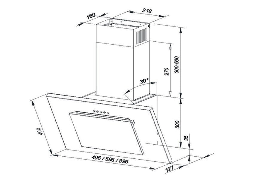 Wall-mounted canopy MAAN Vertical P 2 60 310 m3/h, Satin