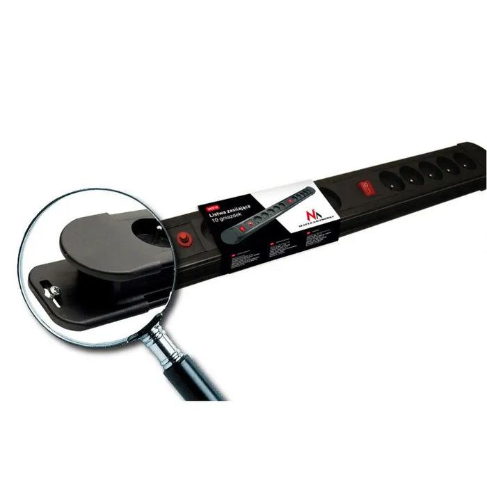 Maclean power strip 10 outlet extension cord 2 switches protection and overload indication 3680W MCE10 - Power