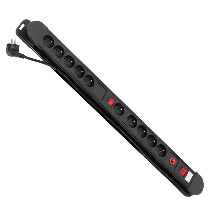 Maclean power strip 10 outlet extension cord 2 switches protection and overload indication 3680W MCE10 - Power