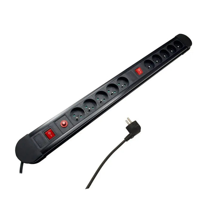 Maclean power strip 10 outlet extension cord 2 switches protection and overload indication 3680W MCE10 - Power