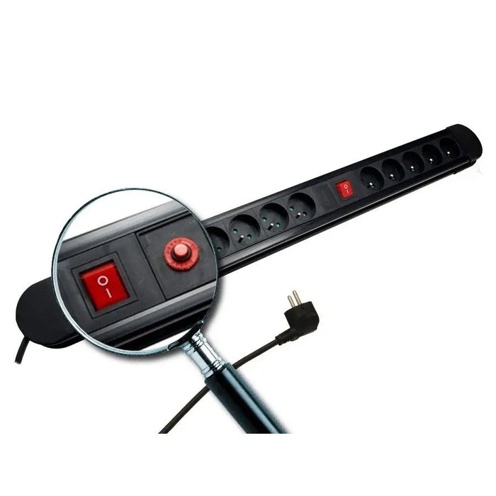 Maclean power strip 10 outlet extension cord 2 switches protection and overload indication 3680W MCE10 - Power