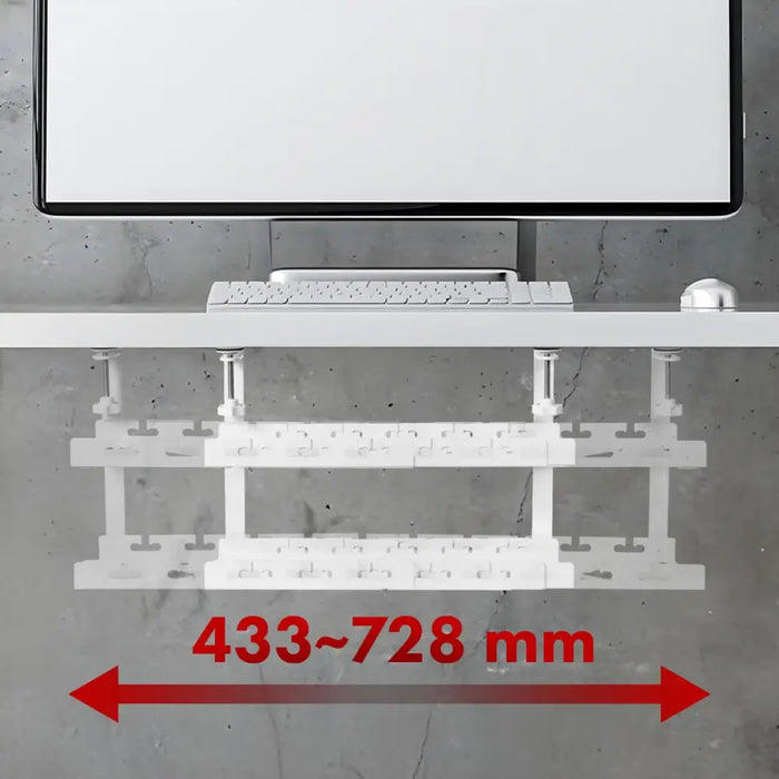 Maclean under-desk cable organizer max. load 5kg max. 728mm 2 levels white MC-102 W - AccessoriesTVA-AKC<<<TV