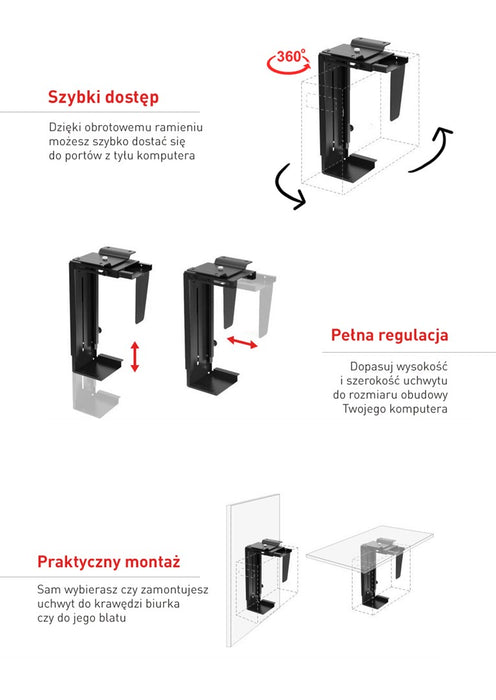 The MC-713 PC Holder Computer Under Desk Table Bracket Support Storage