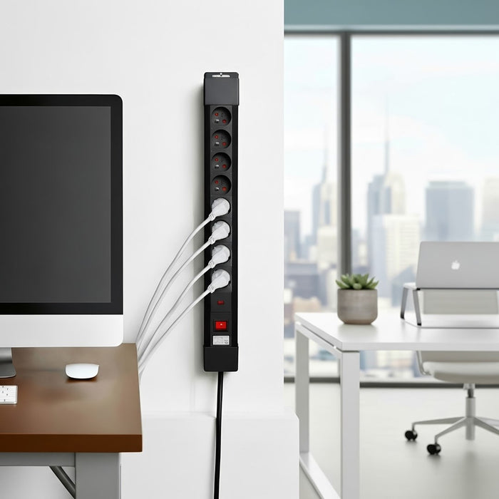 Maclean MCE11 power extension 1.5 m 8 AC outlet(s) Indoor Black