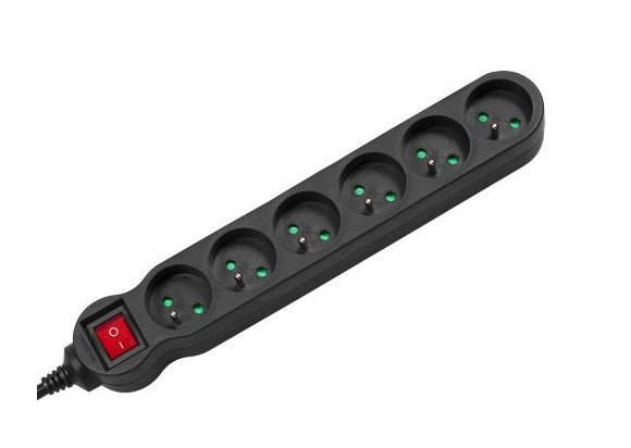 Maclean MCE225 power extension 1.5 m 6 AC outlet(s) Indoor Black
