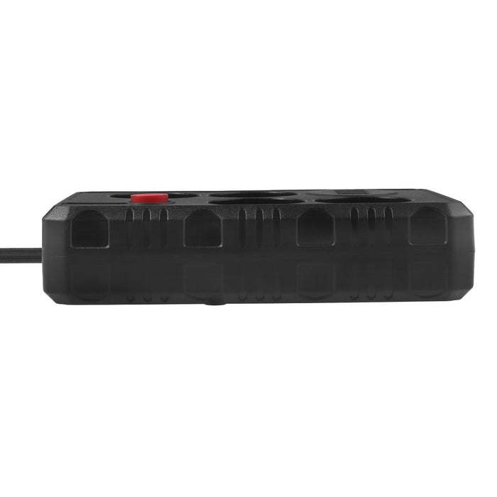 Maclean power strip, 4-socket extension cable + 3xUSB, 110-240V AC 50/60Hz, 2.1A max 2500W, 3m, black, MCE393 B