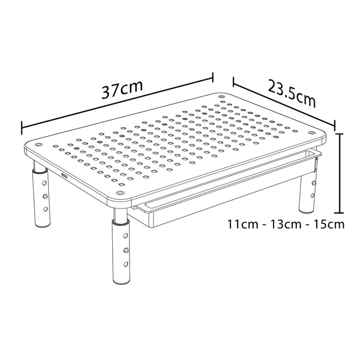 Maclean MC-946 Monitor Laptop Stand 13" - 32" 3-Level Height Adjustment with Drawer up to 20kg Sturdy Vented