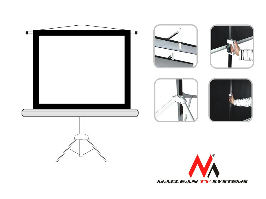 Projection Screen With 200x200 Tripods Maclean MC-680