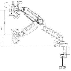Maclean MC-860 monitor mount / stand 68.6 cm (27") Black Desk