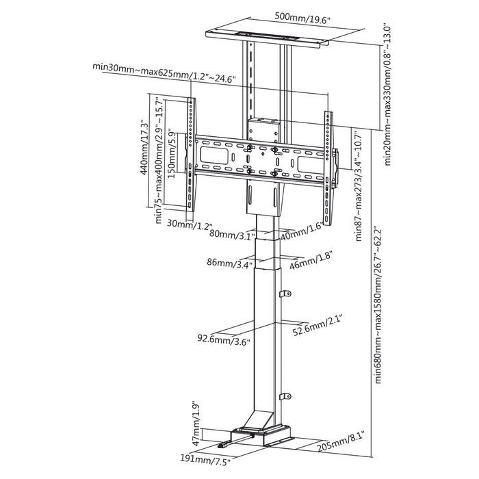Maclean MC-866 TV mount 165.1 cm (65") Black