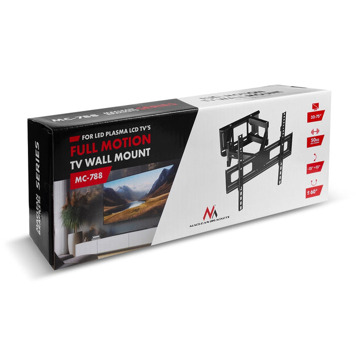 Maclean TV Mount, max VESA 600x400, 32-85", 60kg, horizontal and vertical angle adjustment, profile 65-390mm, black, MC-789