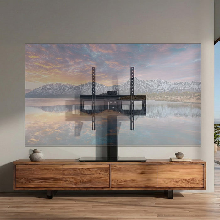 Maclean MC-450 Universal TV Stand for TV Cabinet max. 40kg, max. VESA 400x400 32-65" Tempered Glass Base 3-Level Height Adjustment