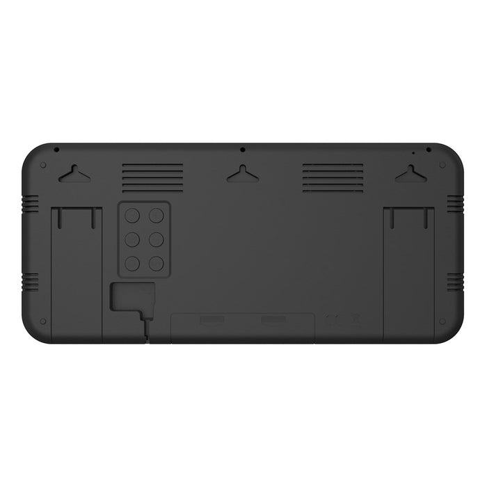 Large Digital Clock Wall Mount Free Standing with Temperature Sensor 37x17cm LCD Display Power Adapter & Battery Operated