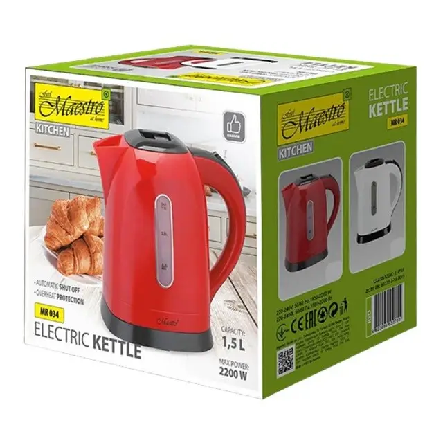 MAESTRO electric kettle 1,5 l MR-034-RED - Electric kettlesAGD-CZE<<<Home Appliance - ProductsAGD<<<ActionPL