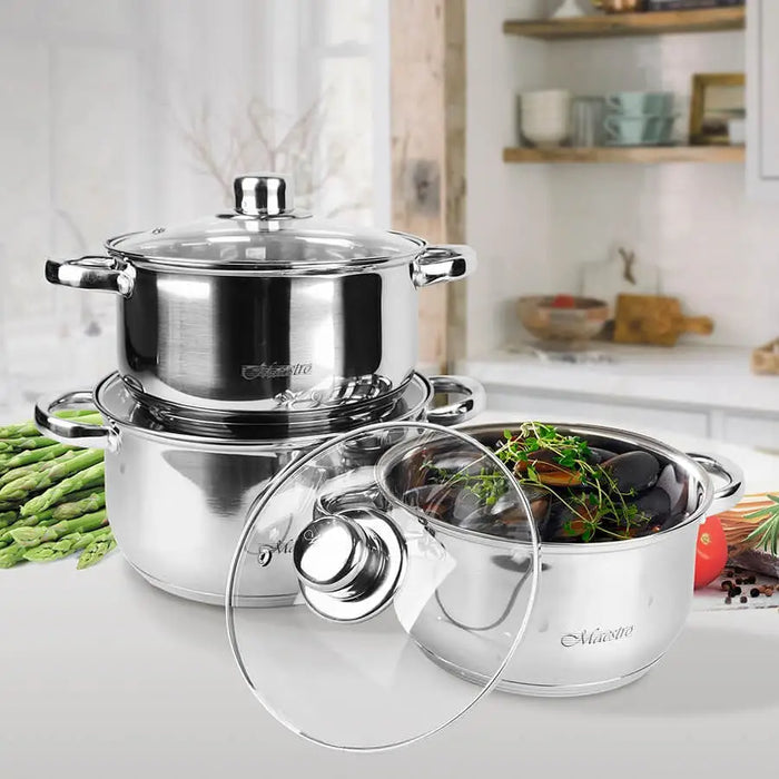 MAESTRO MR-2020-6M 6-piece cookware set stainless steel - Non-electric pots / pansAGD-GAR<<<Home Appliance