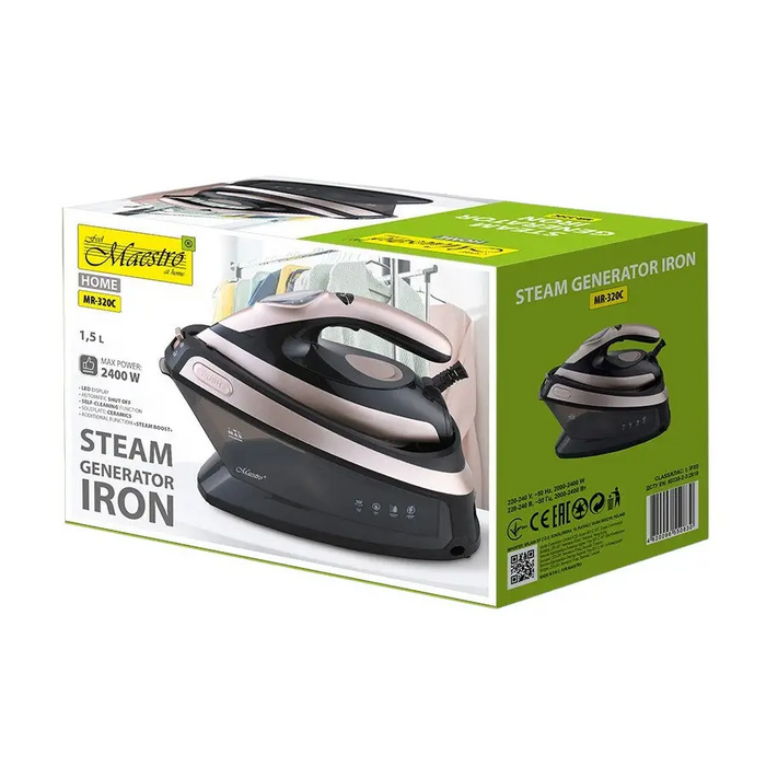 Maestro MR-320C steam ironing station 2400 W 1.5 L Ceramic soleplate Black Pink gold - IronsAGD-ZEL<<<Home Appliance