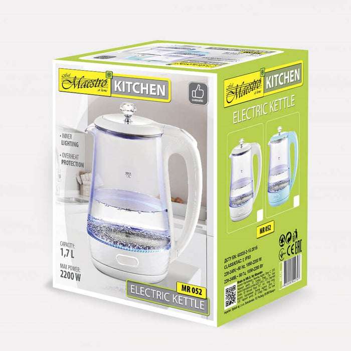 Maestro MR-052-BLUE Electric glass kettle, blue 1.7 L
