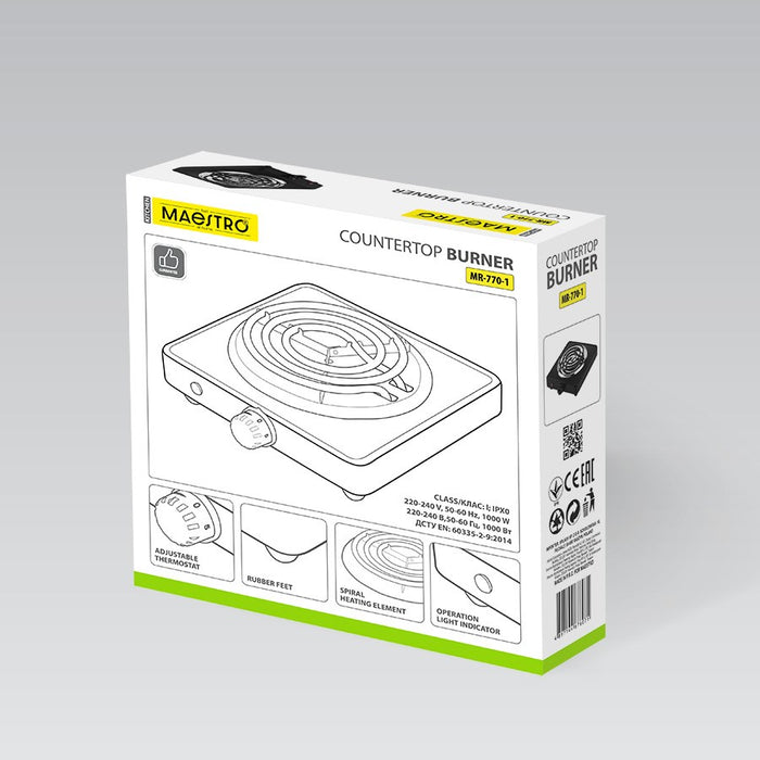 Maestro MR-770-1 hob 1000W Black Countertop 1 zone(s)