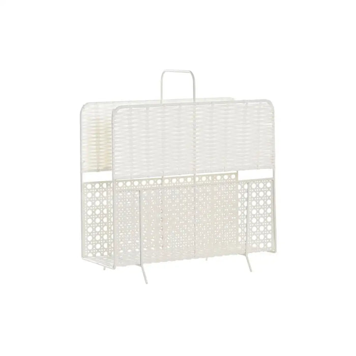 Magazine rack DKD Home Decor White Natural Metal wicker Boho 36,5 x 15 x 41 cm - Декорация и Осветление<<<Дом
