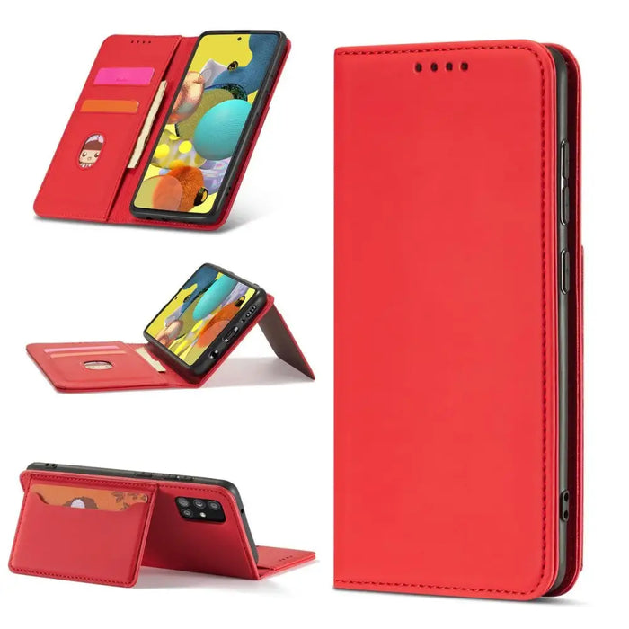 Magnet Card Case For Samsung Galaxy A12 5G Pouch Wallet Card Holder Red - Cell phone cases and covers<<<HurtelXML