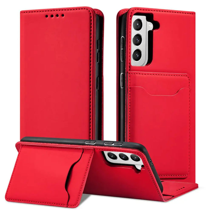 Magnet Card Case for Samsung Galaxy S22 + (S22 Plus) Pouch Wallet Card Holder Red - Cell phone cases